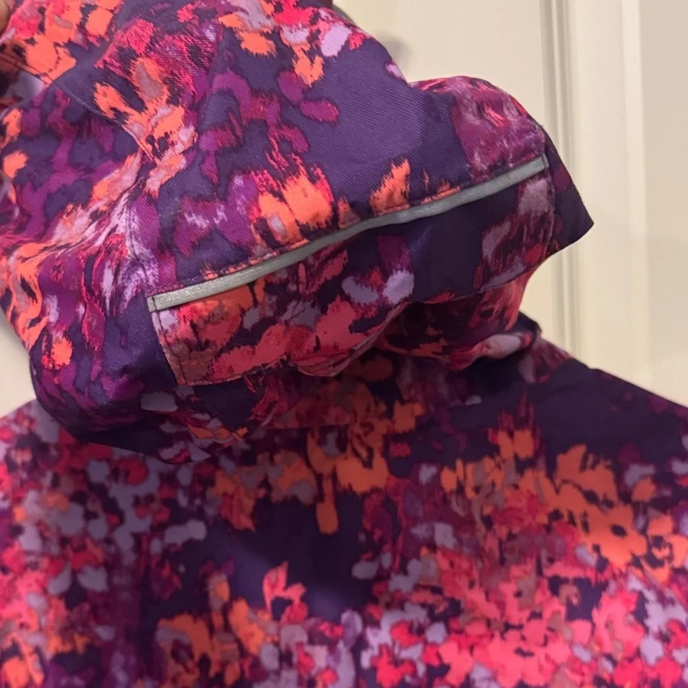 Columbia Kids Purple Floral Waterproof Coat with Pink & Orange Accents - Picture 8 of 14